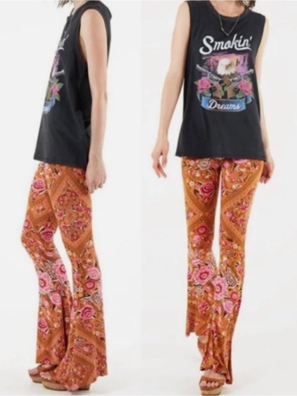 RARE Spell & The Gypsy Babushka Bells Flares Floral Pants L Archive - Picture 2 of 16